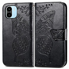 Leather Case Stands Butterfly Flip Cover Holder for Xiaomi Poco C51 Black