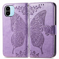 Leather Case Stands Butterfly Flip Cover Holder for Xiaomi Poco C51 Clove Purple