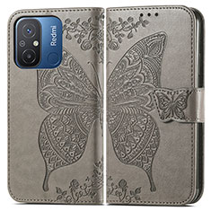 Leather Case Stands Butterfly Flip Cover Holder for Xiaomi Poco C55 Gray
