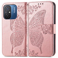 Leather Case Stands Butterfly Flip Cover Holder for Xiaomi Poco C55 Pink