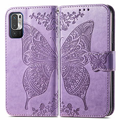 Leather Case Stands Butterfly Flip Cover Holder for Xiaomi POCO M3 Pro 5G Clove Purple