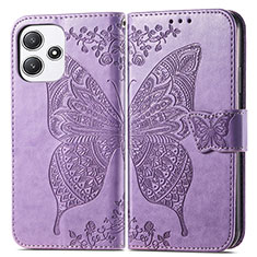 Leather Case Stands Butterfly Flip Cover Holder for Xiaomi Poco M6 Pro 5G Clove Purple