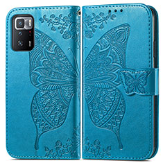 Leather Case Stands Butterfly Flip Cover Holder for Xiaomi Poco X3 GT 5G Blue