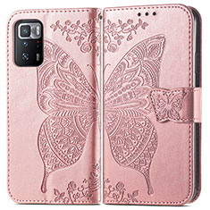 Leather Case Stands Butterfly Flip Cover Holder for Xiaomi Poco X3 GT 5G Pink