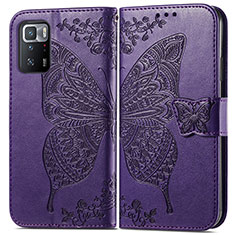 Leather Case Stands Butterfly Flip Cover Holder for Xiaomi Poco X3 GT 5G Purple