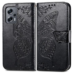 Leather Case Stands Butterfly Flip Cover Holder for Xiaomi Poco X4 GT 5G Black