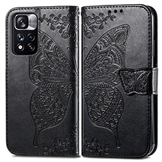 Leather Case Stands Butterfly Flip Cover Holder for Xiaomi Poco X4 NFC Black