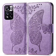 Leather Case Stands Butterfly Flip Cover Holder for Xiaomi Poco X4 NFC Clove Purple