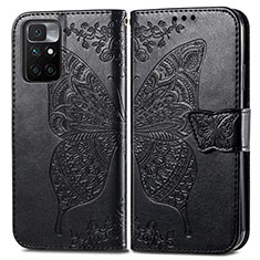 Leather Case Stands Butterfly Flip Cover Holder for Xiaomi Redmi 10 (2022) Black