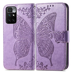 Leather Case Stands Butterfly Flip Cover Holder for Xiaomi Redmi 10 (2022) Clove Purple