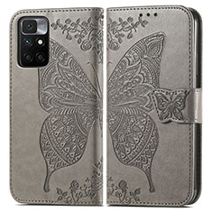 Leather Case Stands Butterfly Flip Cover Holder for Xiaomi Redmi 10 (2022) Gray