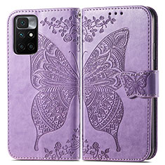 Leather Case Stands Butterfly Flip Cover Holder for Xiaomi Redmi 10 4G Clove Purple