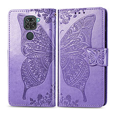 Leather Case Stands Butterfly Flip Cover Holder for Xiaomi Redmi 10X 4G Clove Purple