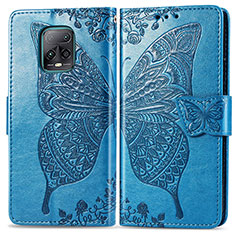 Leather Case Stands Butterfly Flip Cover Holder for Xiaomi Redmi 10X Pro 5G Blue