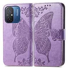 Leather Case Stands Butterfly Flip Cover Holder for Xiaomi Redmi 11A 4G Clove Purple