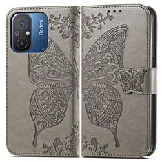 Leather Case Stands Butterfly Flip Cover Holder for Xiaomi Redmi 11A 4G Gray