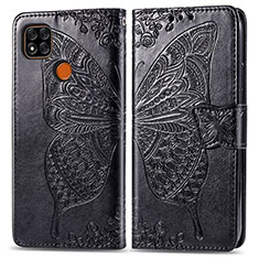 Leather Case Stands Butterfly Flip Cover Holder for Xiaomi Redmi 9 Activ Black