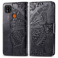 Leather Case Stands Butterfly Flip Cover Holder for Xiaomi Redmi 9C Black