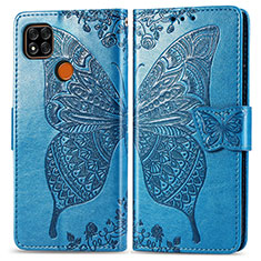 Leather Case Stands Butterfly Flip Cover Holder for Xiaomi Redmi 9C NFC Blue