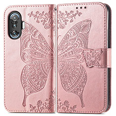 Leather Case Stands Butterfly Flip Cover Holder for Xiaomi Redmi K40 Gaming 5G Pink