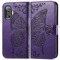 Leather Case Stands Butterfly Flip Cover Holder for Xiaomi Redmi K40 Gaming 5G Purple