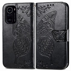 Leather Case Stands Butterfly Flip Cover Holder for Xiaomi Redmi K40 Pro+ Plus 5G Black