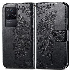 Leather Case Stands Butterfly Flip Cover Holder for Xiaomi Redmi K50 5G Black