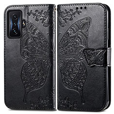 Leather Case Stands Butterfly Flip Cover Holder for Xiaomi Redmi K50 Gaming AMG F1 5G Black