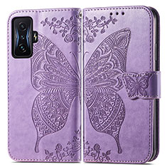 Leather Case Stands Butterfly Flip Cover Holder for Xiaomi Redmi K50 Gaming AMG F1 5G Clove Purple