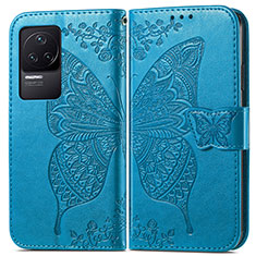 Leather Case Stands Butterfly Flip Cover Holder for Xiaomi Redmi K50 Pro 5G Blue