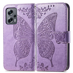 Leather Case Stands Butterfly Flip Cover Holder for Xiaomi Redmi K50i 5G Clove Purple