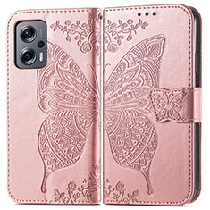 Leather Case Stands Butterfly Flip Cover Holder for Xiaomi Redmi K50i 5G Pink