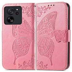 Leather Case Stands Butterfly Flip Cover Holder for Xiaomi Redmi K60 Ultra 5G Hot Pink