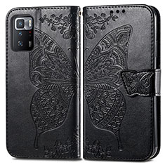 Leather Case Stands Butterfly Flip Cover Holder for Xiaomi Redmi Note 10 Pro 5G Black