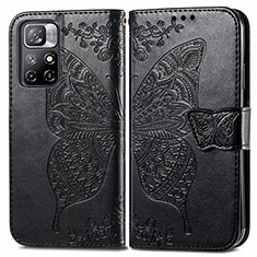 Leather Case Stands Butterfly Flip Cover Holder for Xiaomi Redmi Note 11 5G Black