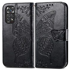 Leather Case Stands Butterfly Flip Cover Holder for Xiaomi Redmi Note 11 Pro 4G Black