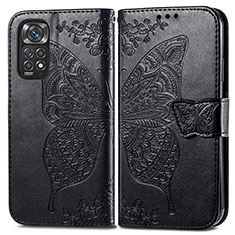 Leather Case Stands Butterfly Flip Cover Holder for Xiaomi Redmi Note 11 Pro 5G Black
