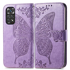 Leather Case Stands Butterfly Flip Cover Holder for Xiaomi Redmi Note 11 Pro 5G Clove Purple