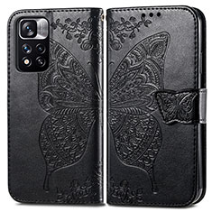 Leather Case Stands Butterfly Flip Cover Holder for Xiaomi Redmi Note 11 Pro+ Plus 5G Black