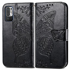 Leather Case Stands Butterfly Flip Cover Holder for Xiaomi Redmi Note 11 SE 5G Black