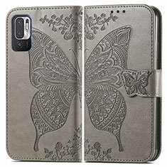 Leather Case Stands Butterfly Flip Cover Holder for Xiaomi Redmi Note 11 SE 5G Gray