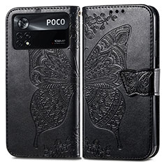 Leather Case Stands Butterfly Flip Cover Holder for Xiaomi Redmi Note 11E Pro 5G Black