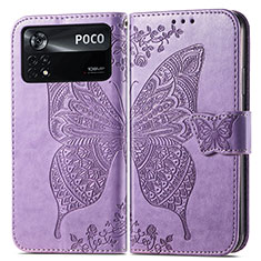 Leather Case Stands Butterfly Flip Cover Holder for Xiaomi Redmi Note 11E Pro 5G Clove Purple