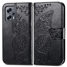 Leather Case Stands Butterfly Flip Cover Holder for Xiaomi Redmi Note 11T Pro+ Plus 5G Black