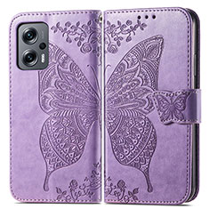 Leather Case Stands Butterfly Flip Cover Holder for Xiaomi Redmi Note 11T Pro+ Plus 5G Clove Purple