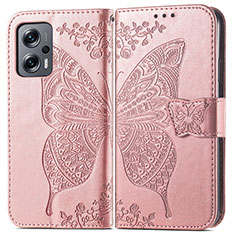 Leather Case Stands Butterfly Flip Cover Holder for Xiaomi Redmi Note 11T Pro+ Plus 5G Pink