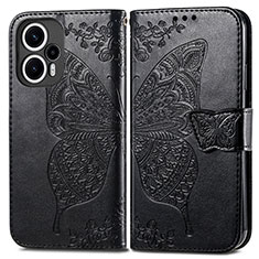 Leather Case Stands Butterfly Flip Cover Holder for Xiaomi Redmi Note 12 Turbo 5G Black