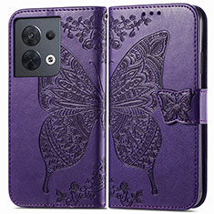 Leather Case Stands Butterfly Flip Cover Holder for Xiaomi Redmi Note 13 5G Purple