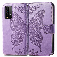 Leather Case Stands Butterfly Flip Cover Holder for Xiaomi Redmi Note 9 4G Clove Purple