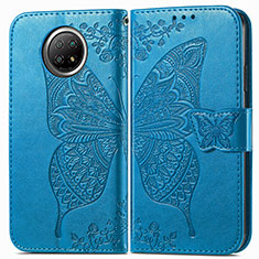 Leather Case Stands Butterfly Flip Cover Holder for Xiaomi Redmi Note 9 5G Blue